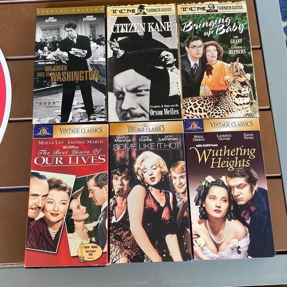 Bundle of 6  Classic VHS Video Tapes Marilyn Monroe Jimmy Stewart Myrna Loy - Picture 1 of 7